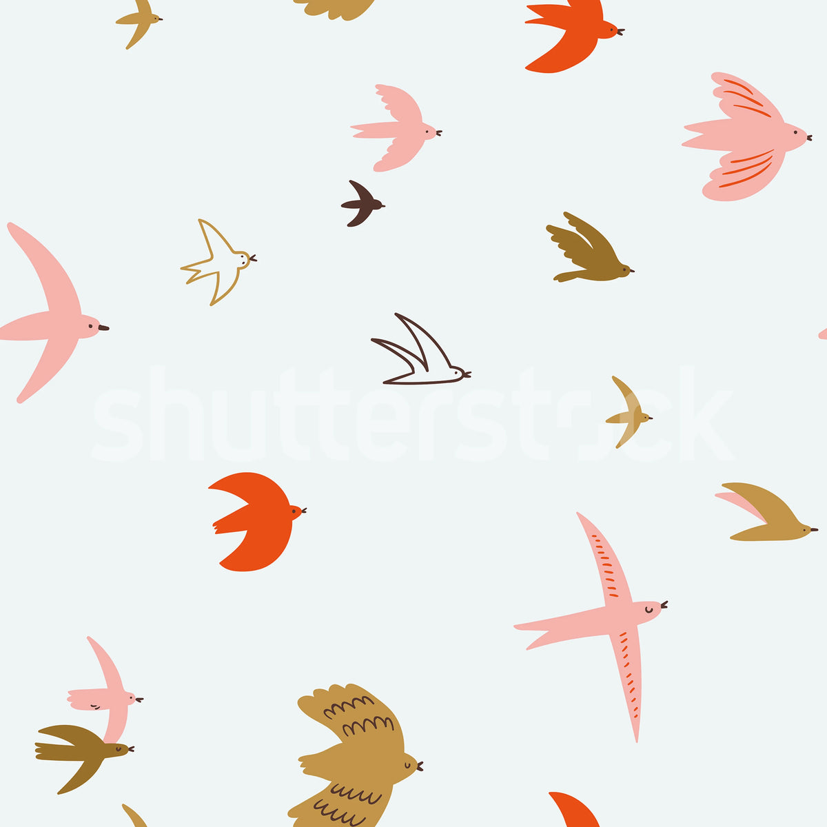 Flying Birds, Light Blue Mural Wallpaper - pure wallpaper artwork