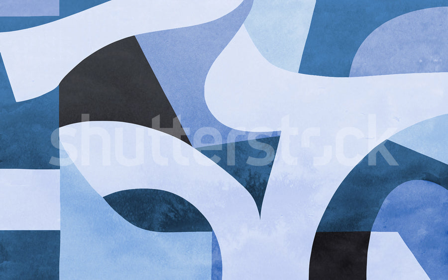 Abstract Curves, Blue Mural Wallpaper