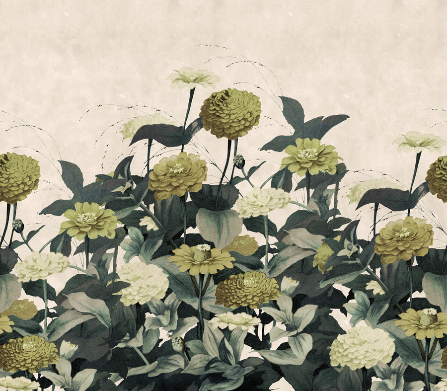 Vintage Meadow, Yellow Mural Wallpaper