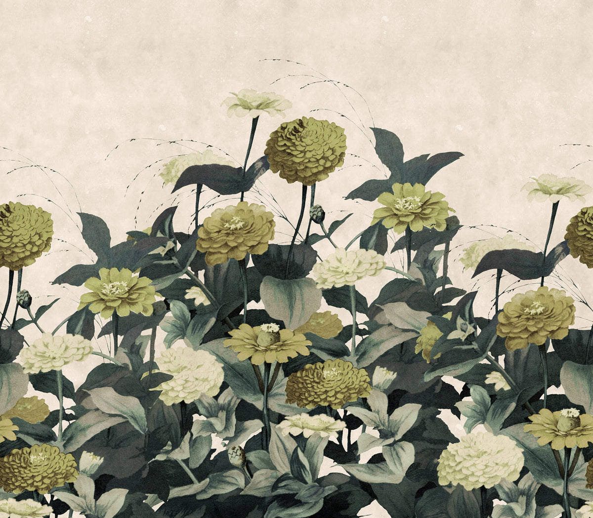 Vintage Meadow, Yellow Mural Wallpaper - pure wallpaper artwork
