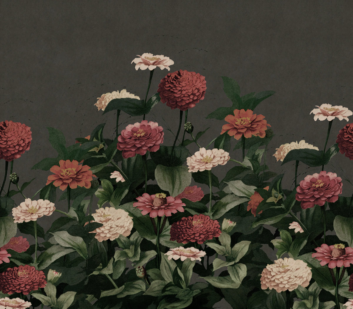 Vintage Meadow, Dark Mural Wallpaper - pure wallpaper artwork