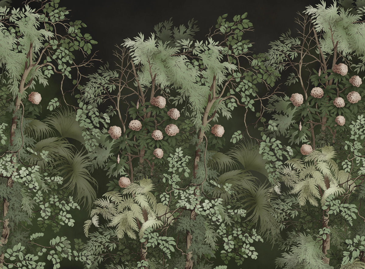 Tropical Bush, Dark Green Mural Wallpaper - pure wallpaper artwork