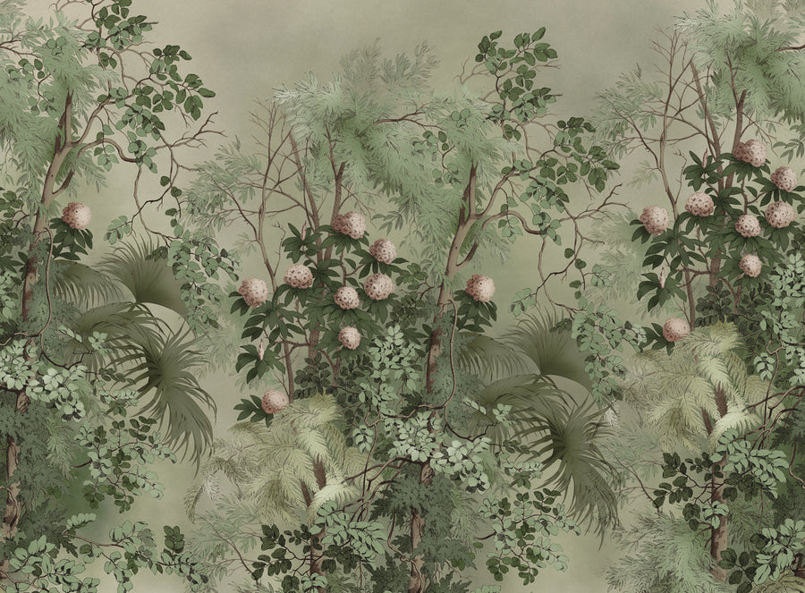 Tropical Bush, Green Mural Wallpaper