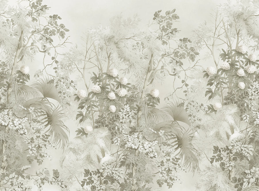 Tropical Bush, Beige Mural Wallpaper