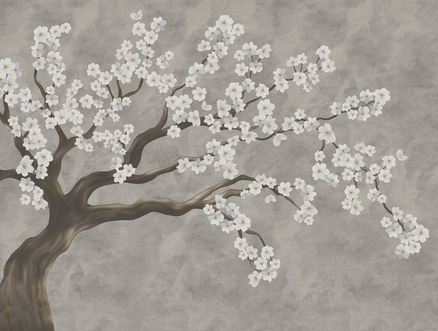 Calm Blossom, White Mural Wallpaper