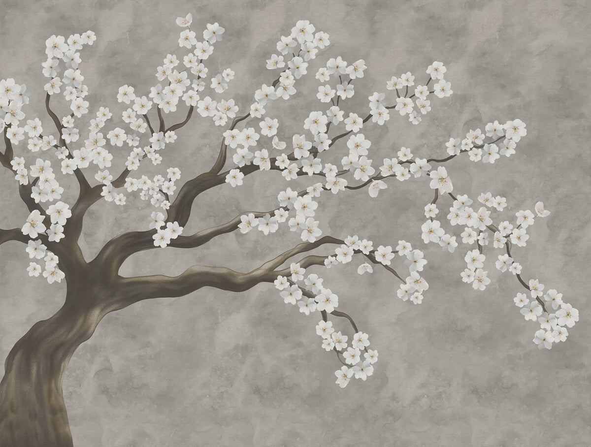 Calm Blossom, White Mural Wallpaper - pure wallpaper artwork