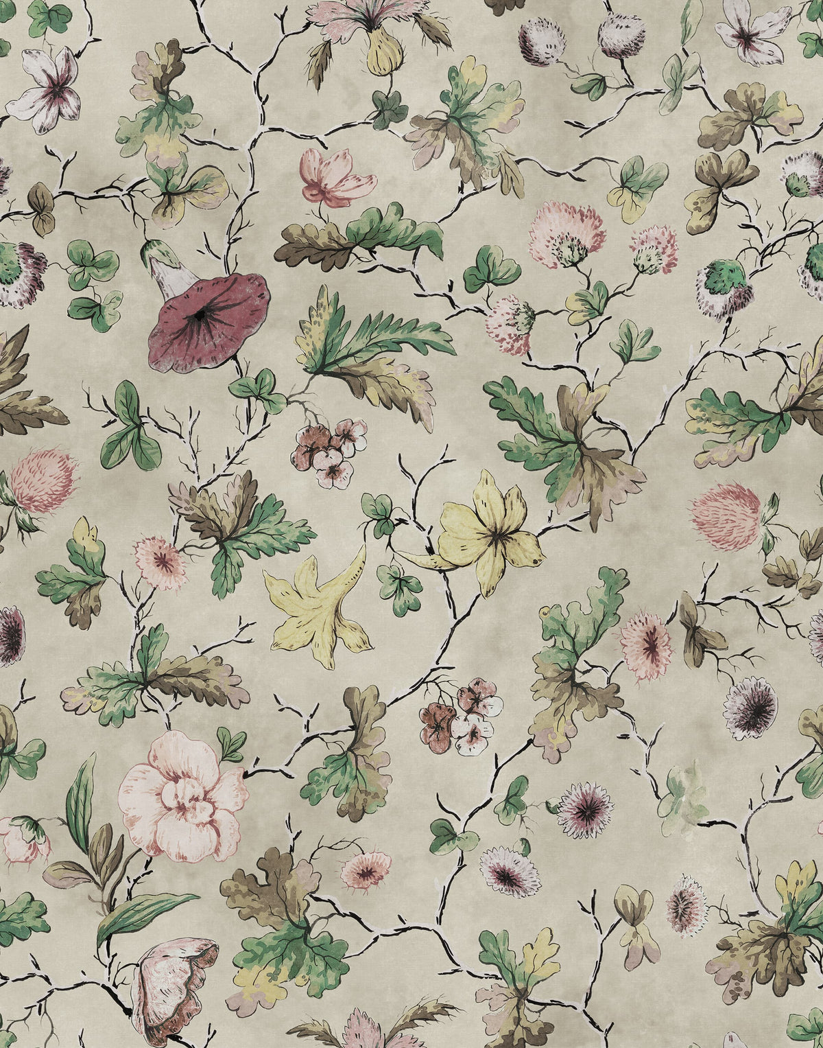 Verdant Bloom, Beige Mural Wallpaper - pure wallpaper artwork