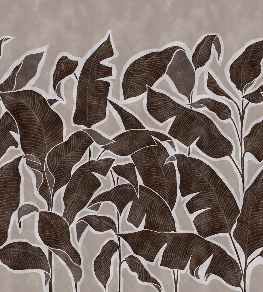 Tropical Breeze, Brown Mural Wallpaper