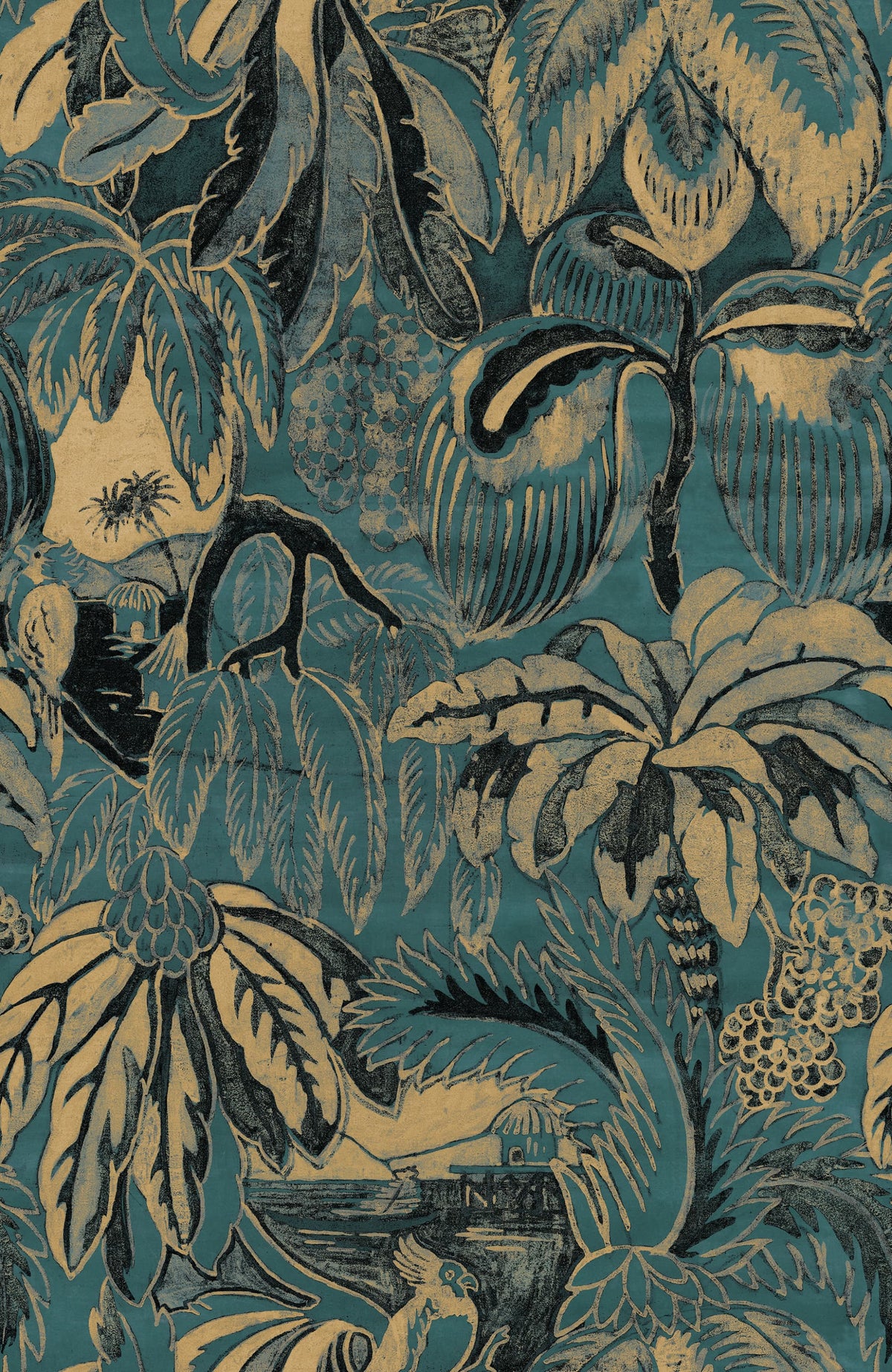 Golden Mirage, Teal Mural Wallpaper - pure wallpaper artwork