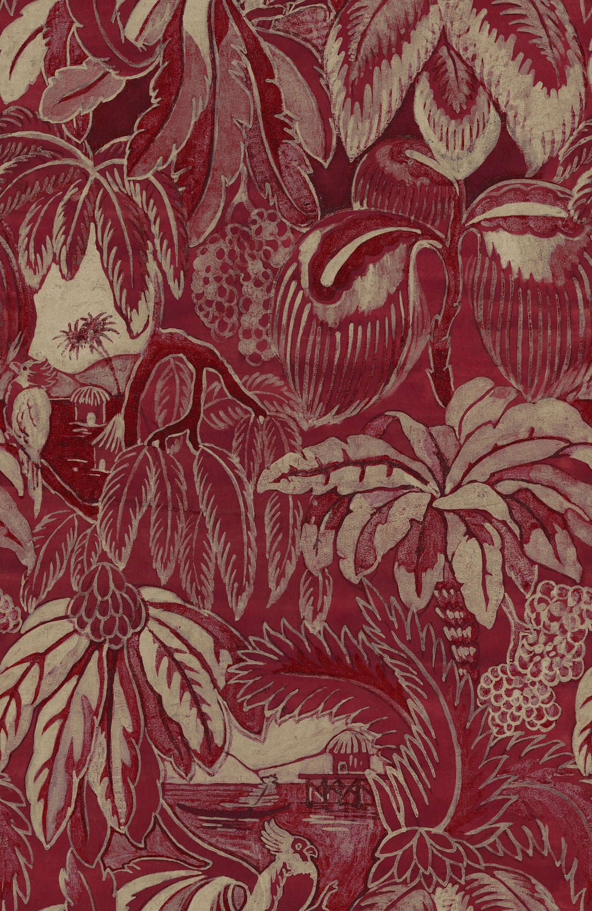 Golden Mirage, Red Mural Wallpaper - pure wallpaper artwork