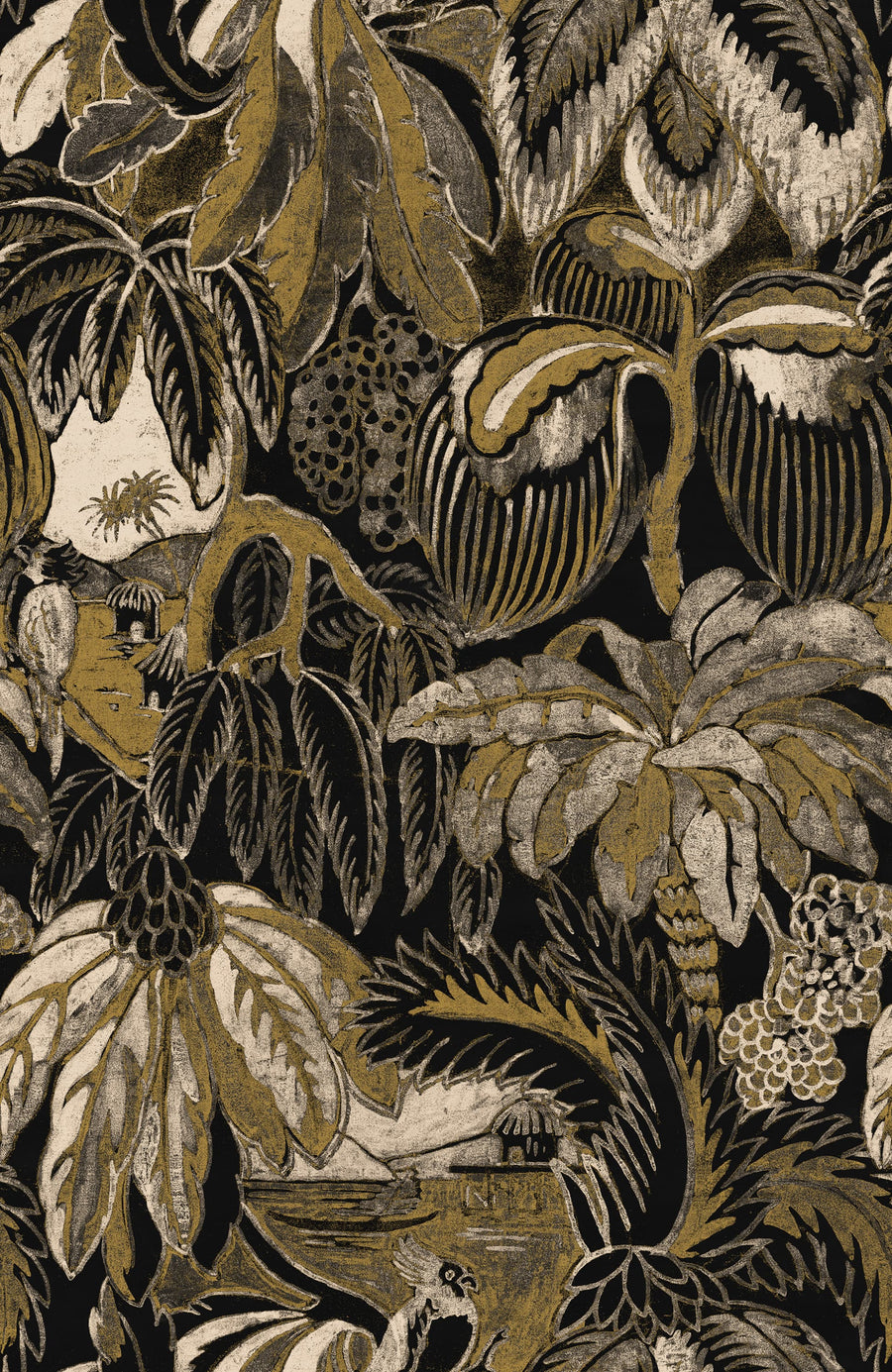 Golden Mirage, Black Mural Wallpaper