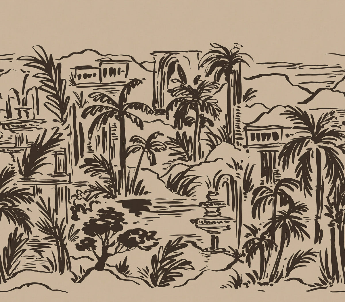Palm Oasis, Black Mural Wallpaper - pure wallpaper artwork