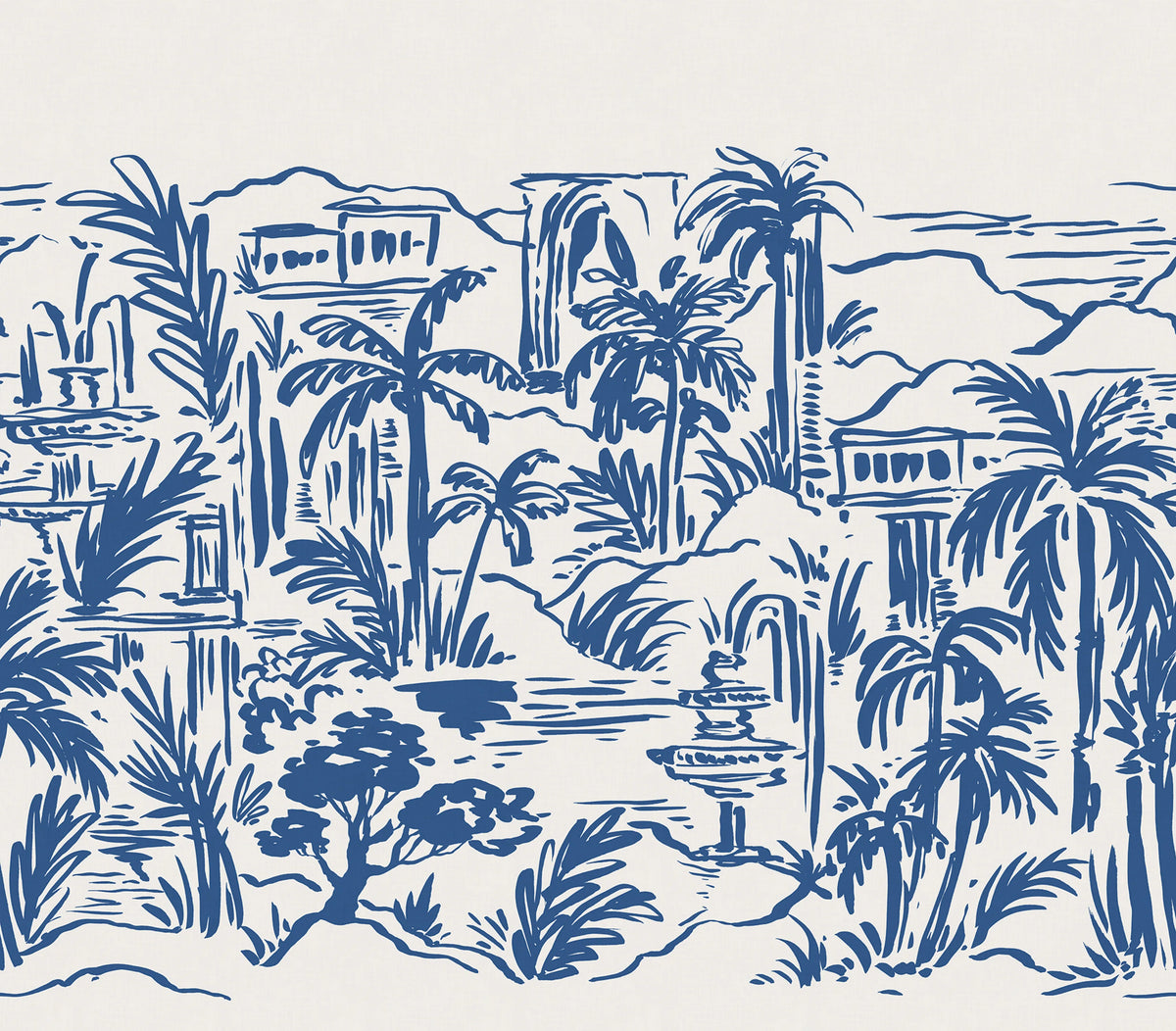 Palm Oasis, Blue Mural Wallpaper - pure wallpaper artwork