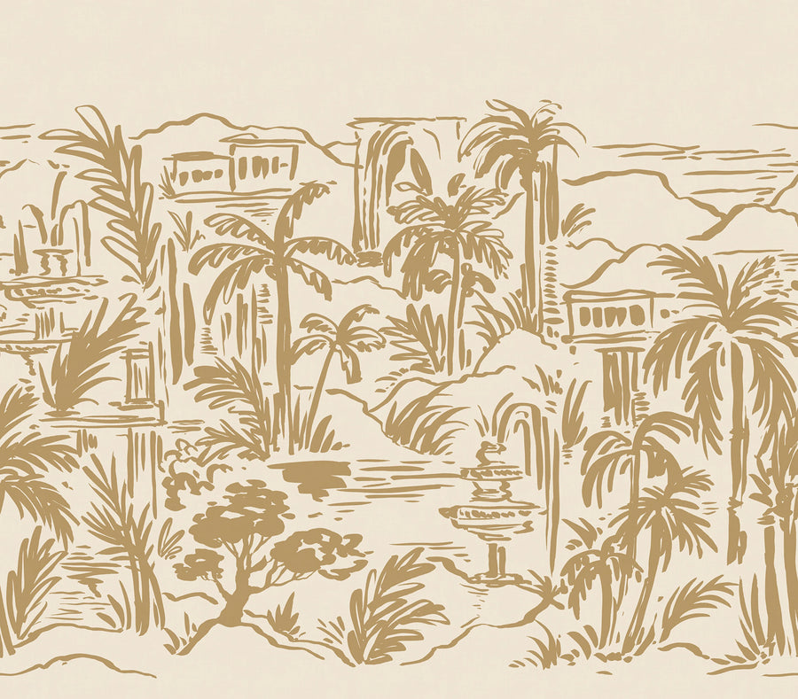 Palm Oasis, Yellow Mural Wallpaper