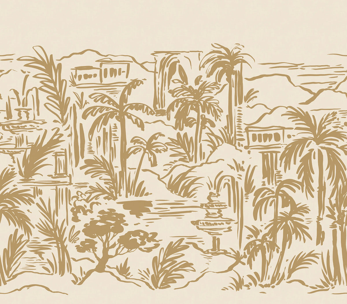 Palm Oasis, Yellow Mural Wallpaper - pure wallpaper artwork