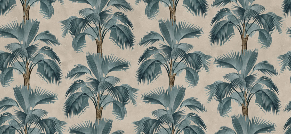 Tropical Rhythm, Blue Mural Wallpaper - pure wallpaper artwork