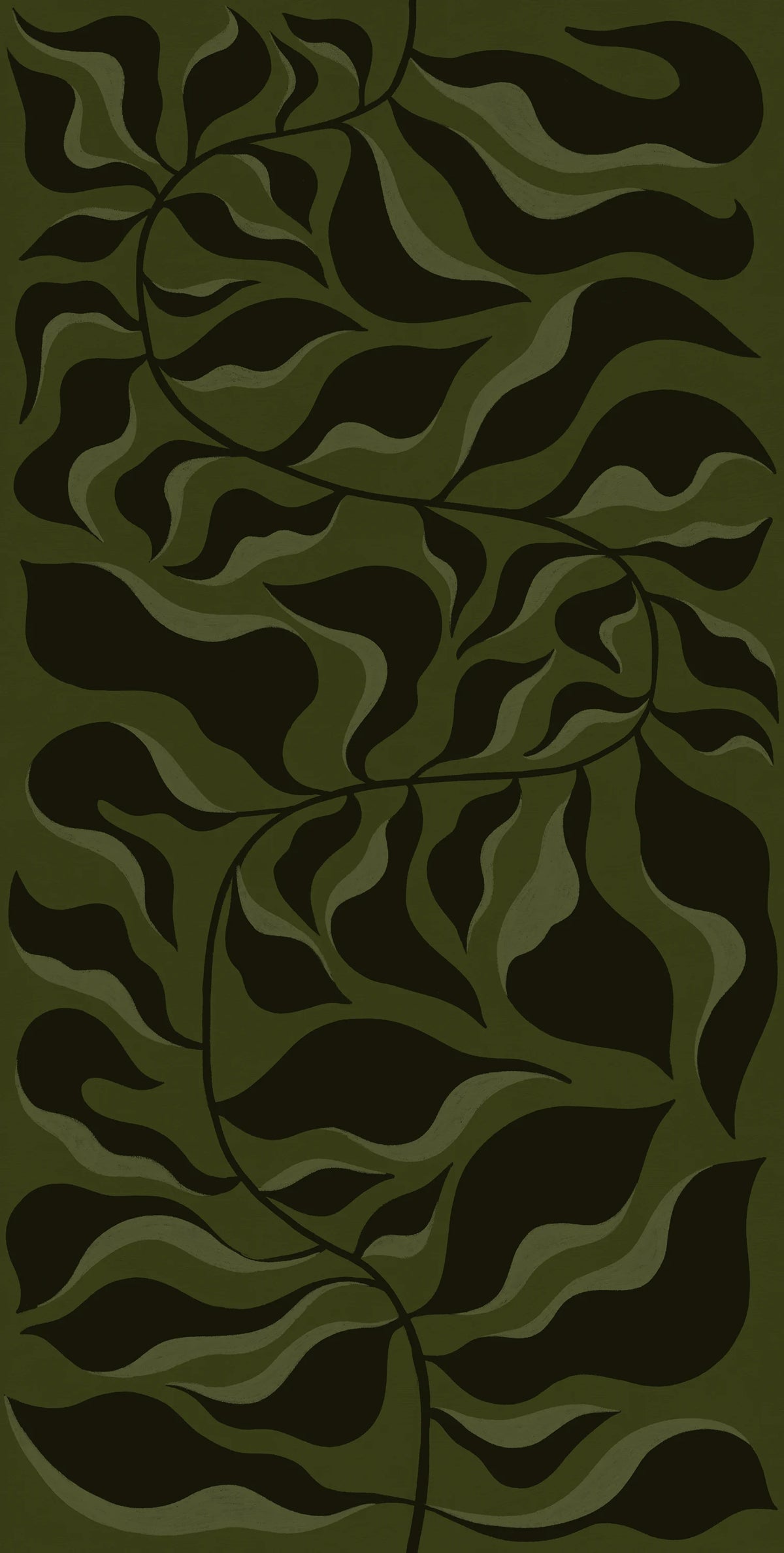 Bold Botanica, Dark Green Mural Wallpaper - pure wallpaper artwork