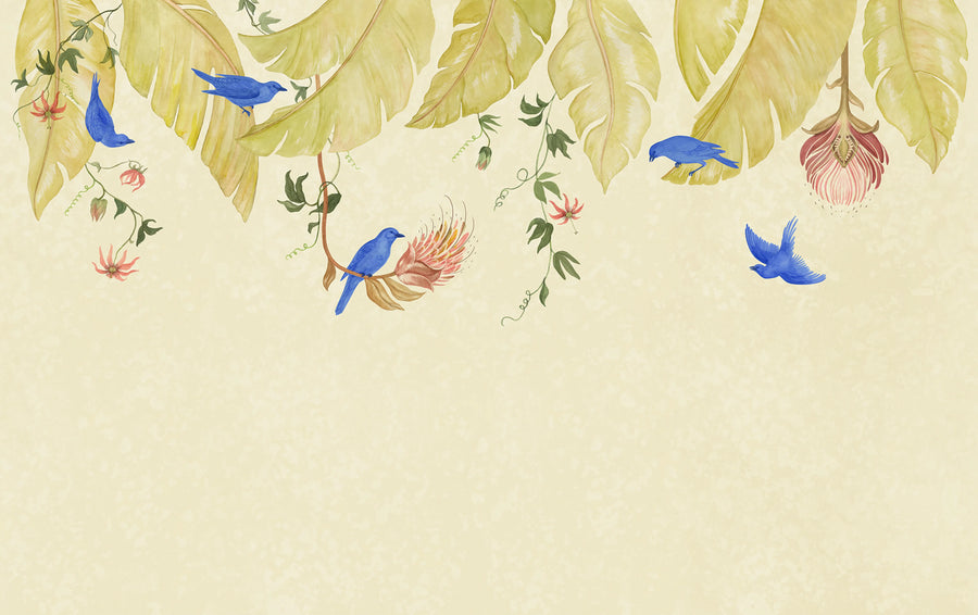 Birds in the Trees, Beige Mural Wallpaper