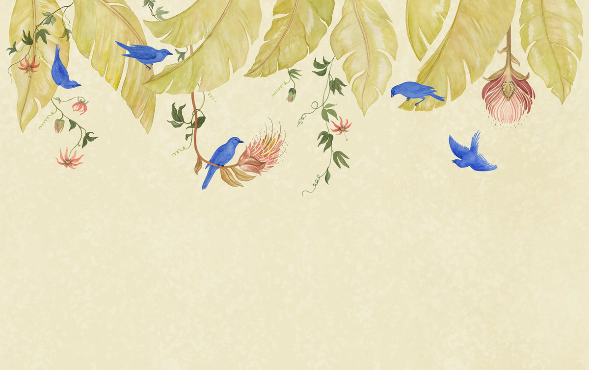 Birds in the Trees, Beige Mural Wallpaper - pure wallpaper artwork