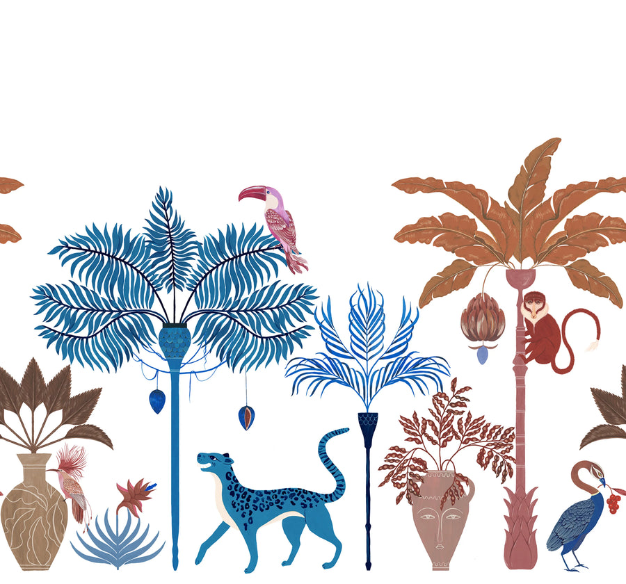 Savanna Chic, White Mural Wallpaper