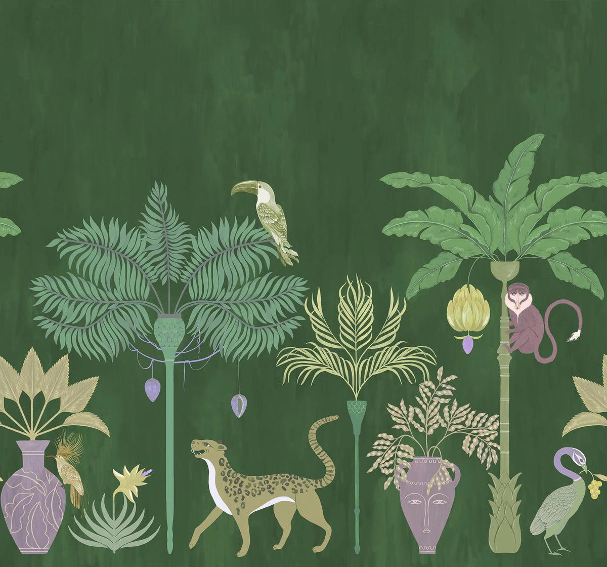 Savanna Chic, Green Mural Wallpaper - pure wallpaper artwork