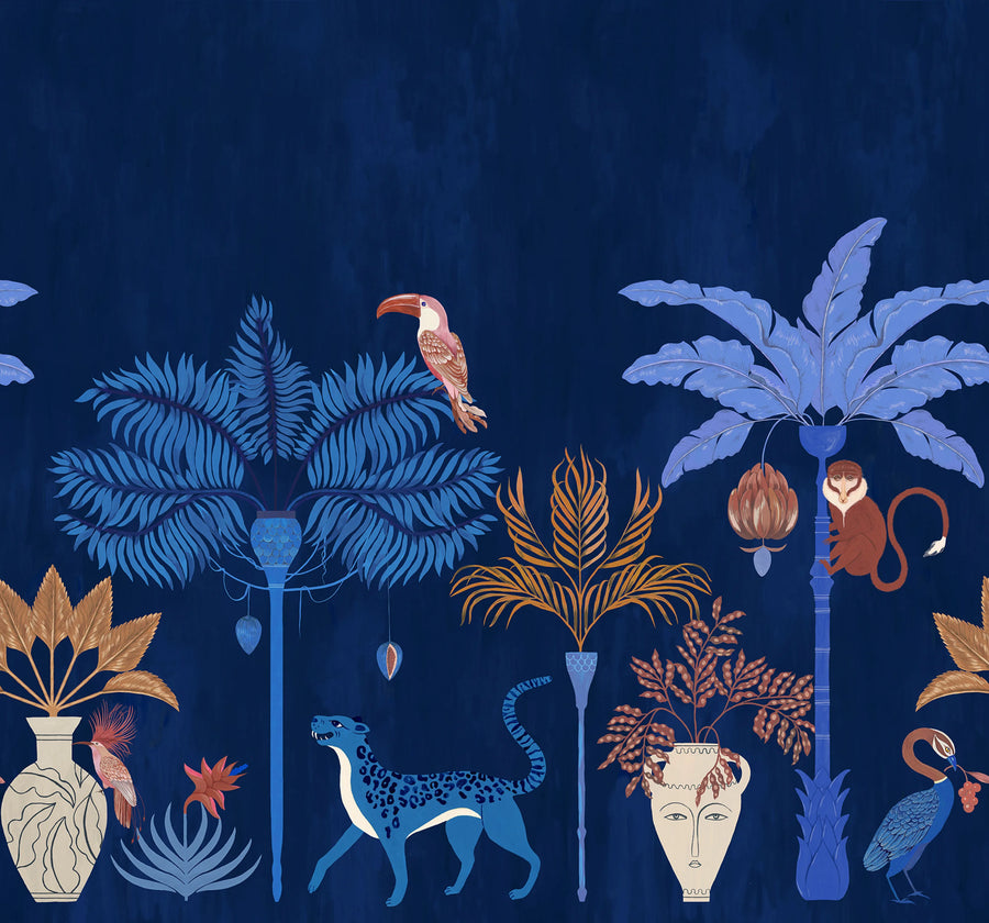 Savanna Chic, Dark Blue Mural Wallpaper