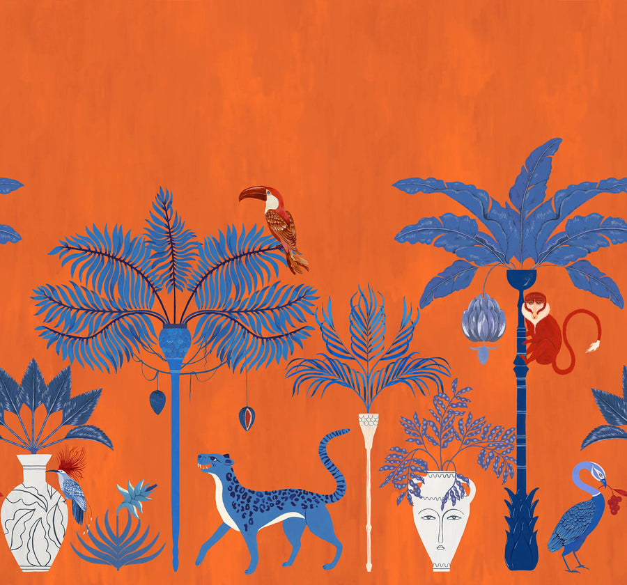 Savanna Chic, Orange Mural Wallpaper