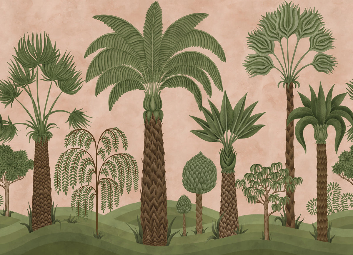 Botanical Bliss, Peach Mural Wallpaper - pure wallpaper artwork