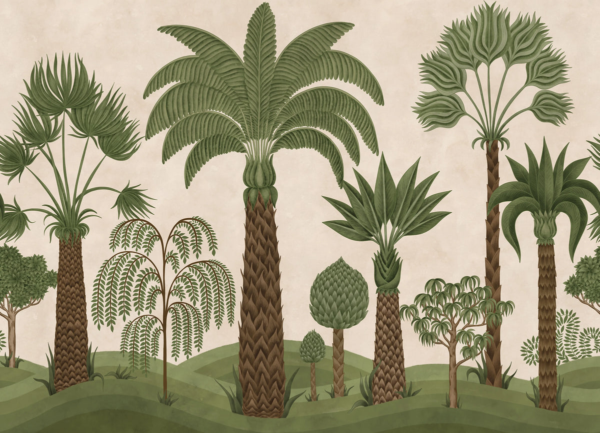 Botanical Bliss, Beige Mural Wallpaper - pure wallpaper artwork