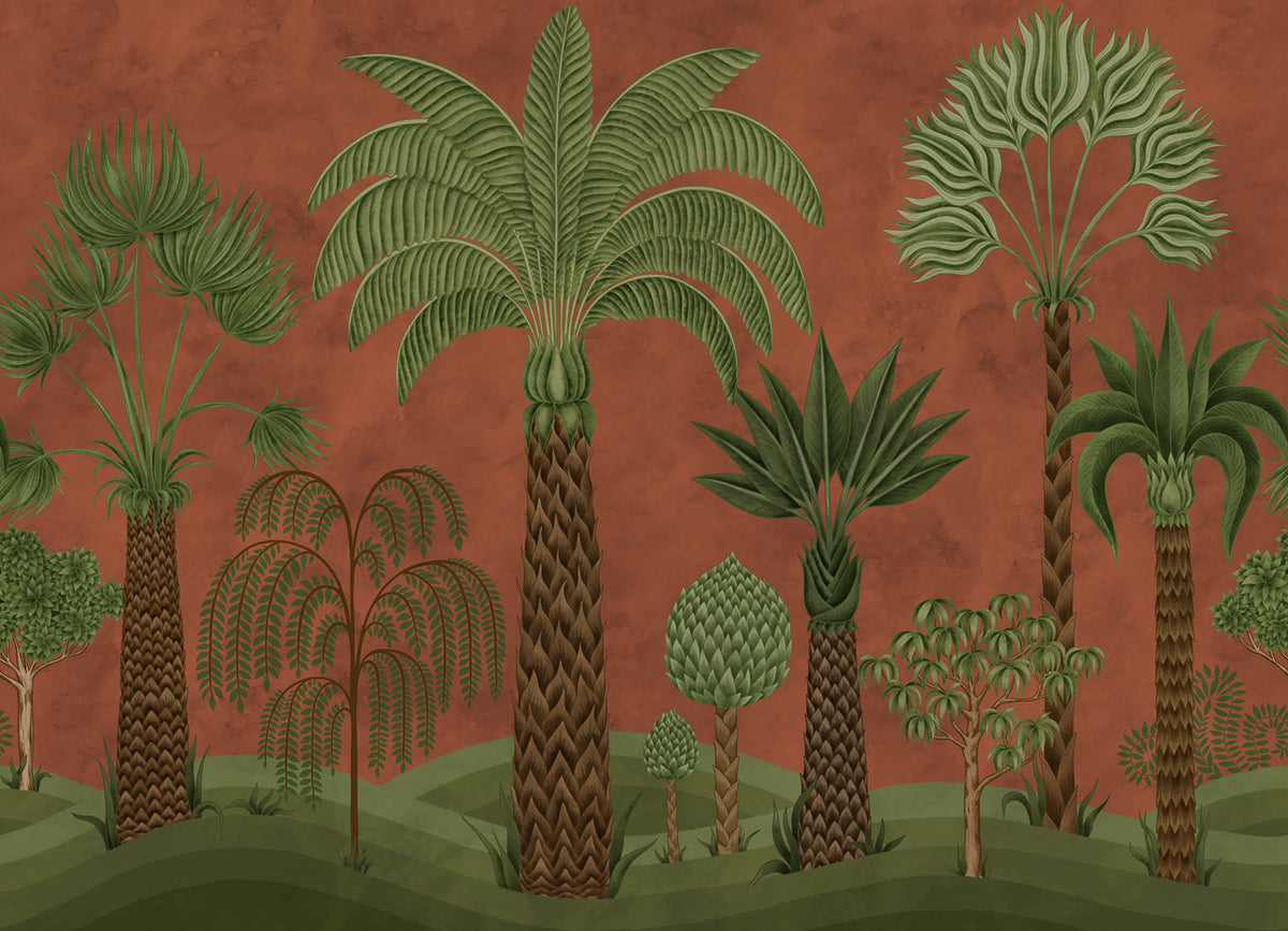 Botanical Bliss, Rust Mural Wallpaper - pure wallpaper artwork