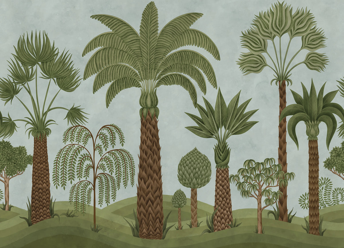 Botanical Bliss, Blue Mural Wallpaper - pure wallpaper artwork