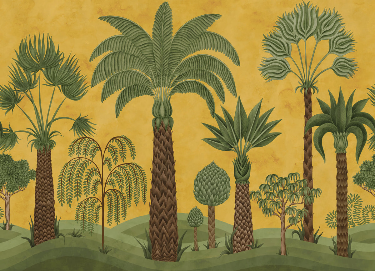 Botanical Bliss, Yellow Mural Wallpaper - pure wallpaper artwork