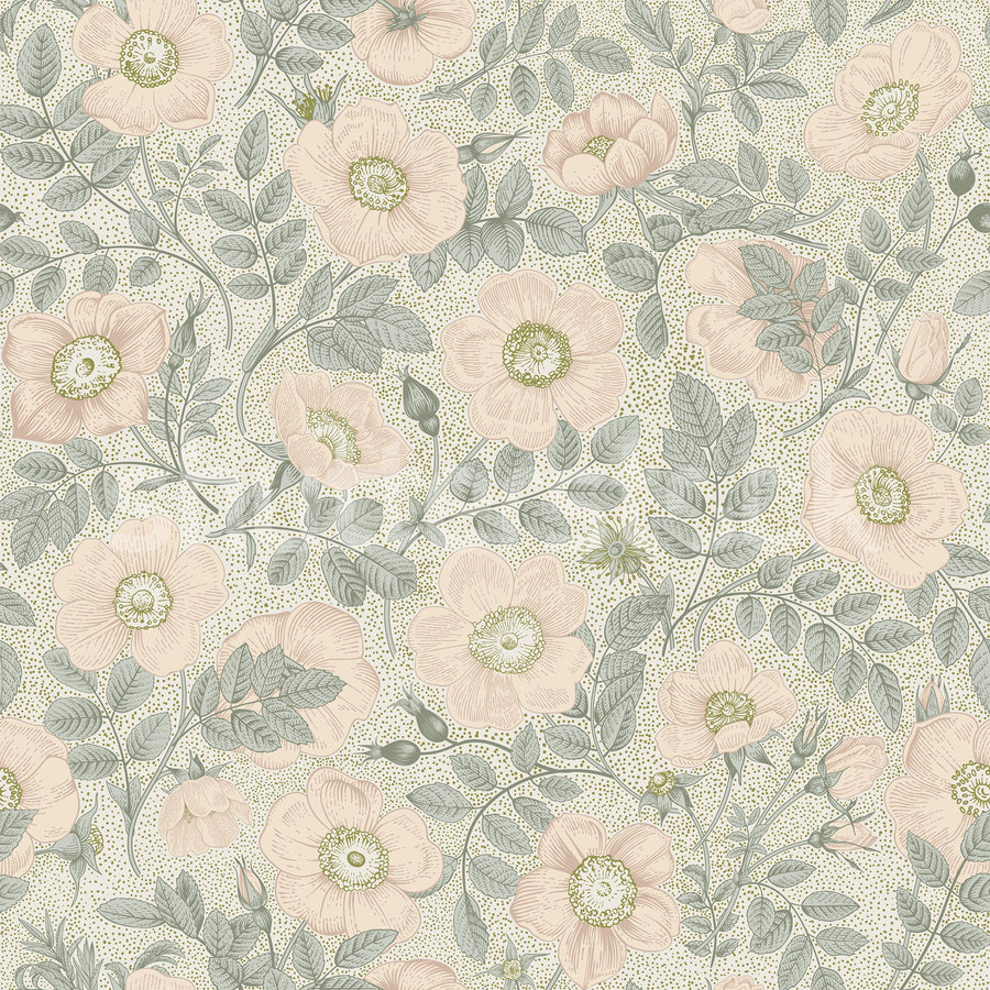 Briar Bloom, Pastel Mural Wallpaper