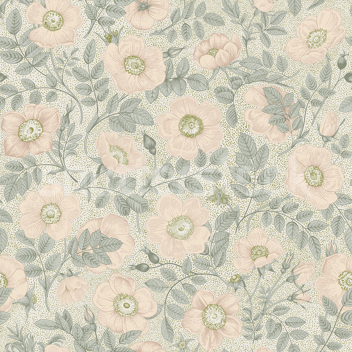 Briar Bloom, Pastel Mural Wallpaper - pure wallpaper artwork