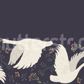 Swan Serenade, Midnight Blue Mural Wallpaper - pure wallpaper artwork