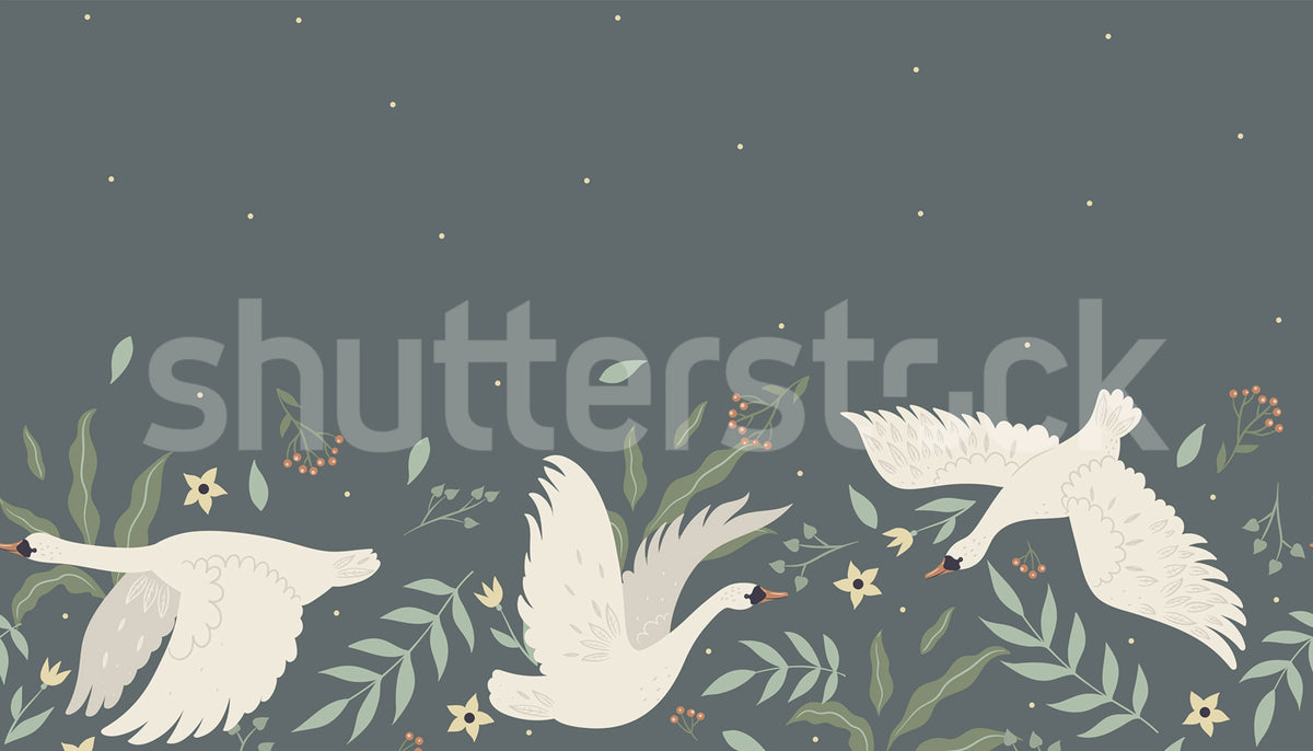 Swan Bloom, Spring Mural Wallpaper - pure wallpaper artwork