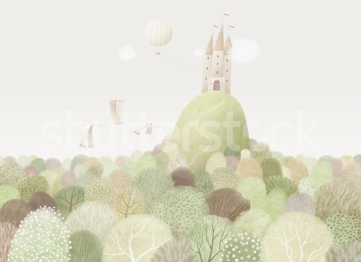 Whimsy Castle, Summer Mural Wallpaper - pure wallpaper artwork