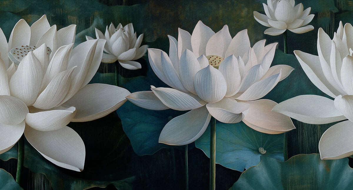 White Lotus, Day Mural Wallpaper - pure wallpaper artwork