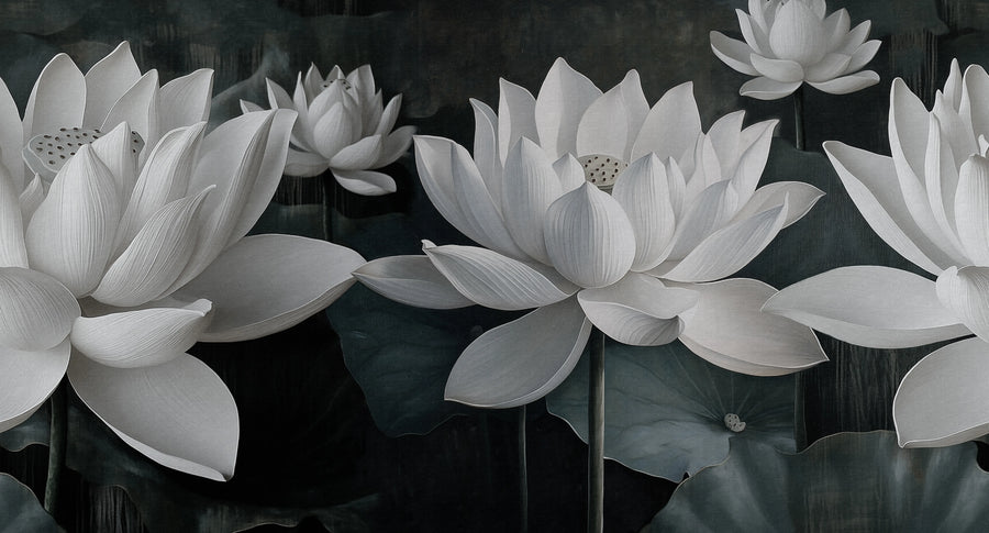 White Lotus, Night Mural Wallpaper