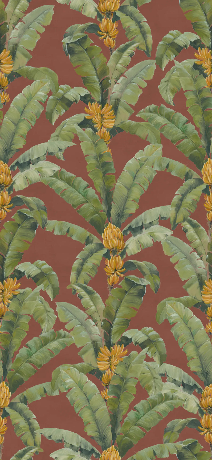 Banana Leaf, Burgundy Mural Wallpaper