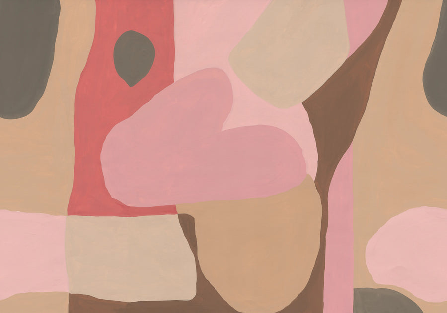 Shapes, Pink Mural Wallpaper