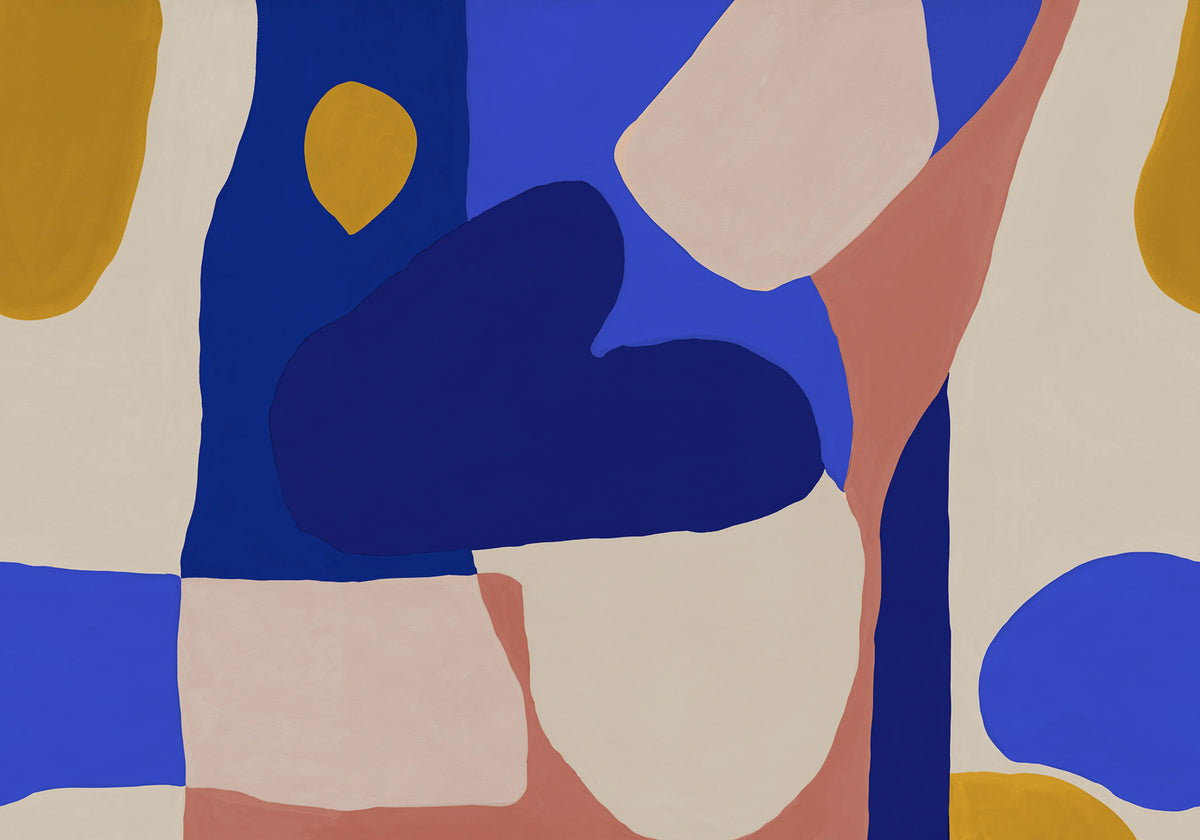 Shapes, Blue Mural Wallpaper - pure wallpaper artwork