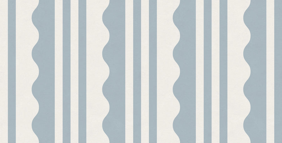 Wavy Stripe, Blue Mural Wallpaper