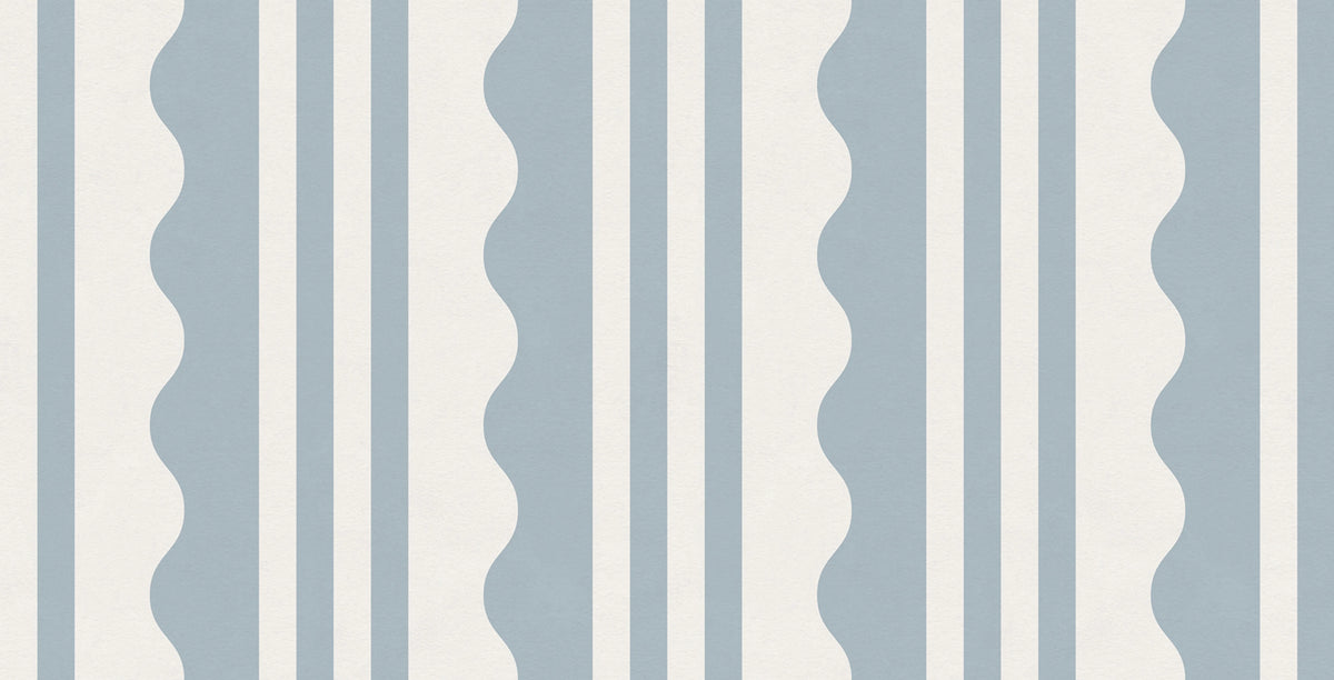 Wavy Stripe, Blue Mural Wallpaper - pure wallpaper artwork