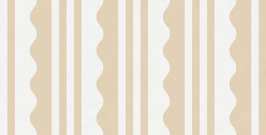 Wavy Stripe, Beige Mural Wallpaper