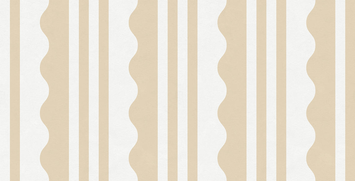 Wavy Stripe, Beige Mural Wallpaper - pure wallpaper artwork