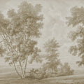 Tree on the Hill, Beige Mural Wallpaper - pure wallpaper artwork