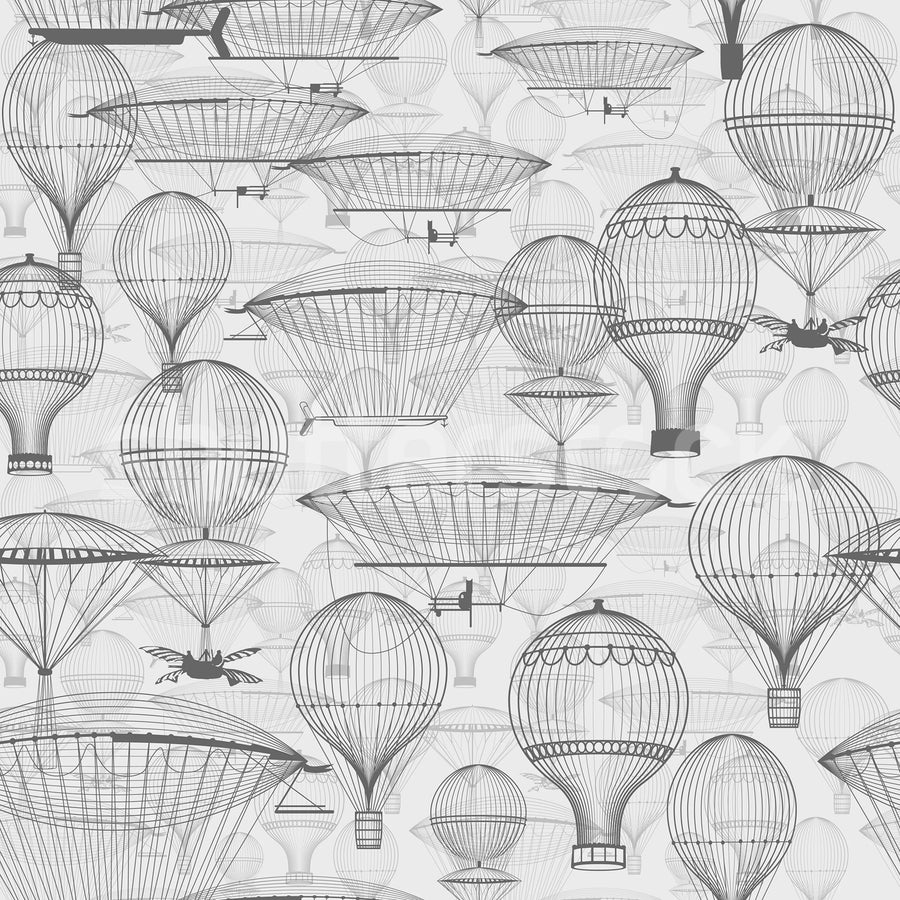 Bon Voyage, Black & White Mural Wallpaper