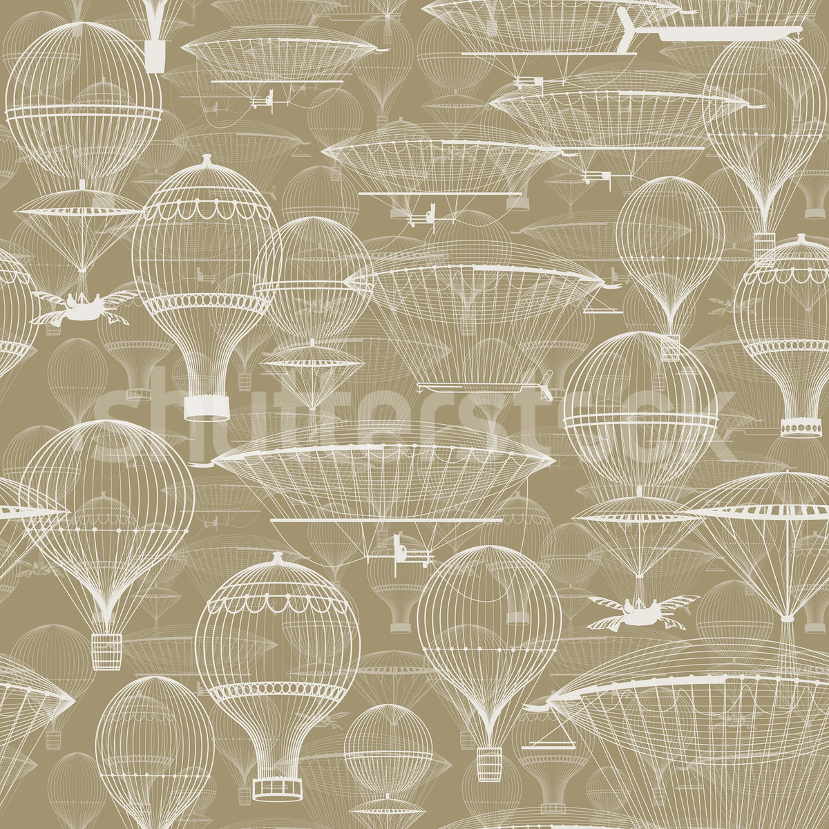 Bon Voyage, Beige Mural Wallpaper - pure wallpaper artwork