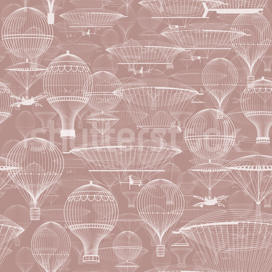 Bon Voyage, Pink Mural Wallpaper